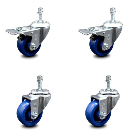 Service Caster 3.5 Inch Solid Polyurethane Swivel 3/8 Inch Stem Caster Total Lock Brake, 2PK SCC-TSTTL20S3514-SPUS-381615-2-S-2